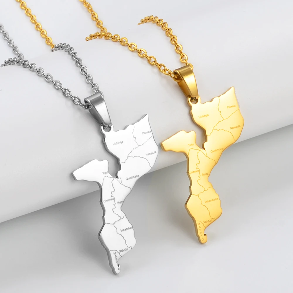 Anniyo mo ambique mapa com nome de cidades pingente colares feminino 