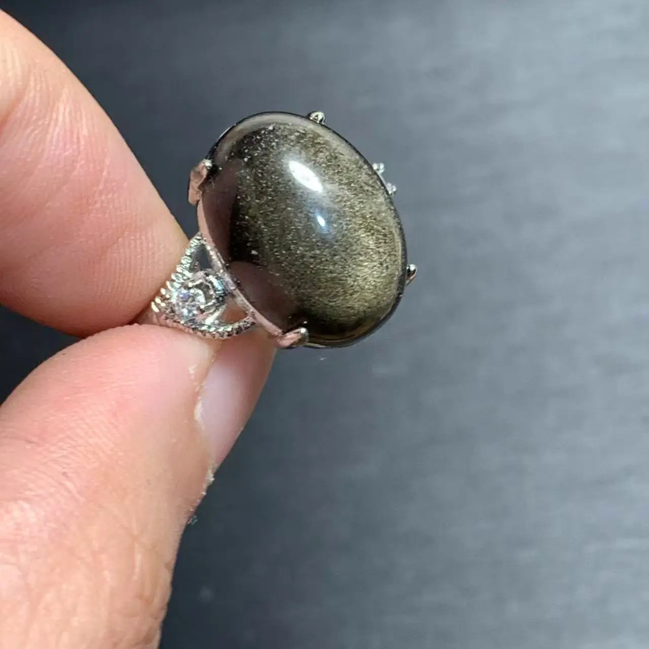 MM Natural Obsidian  Ring Adjustable Female Jewelry for Women Gift Wholesale High Quality Vintage Fine