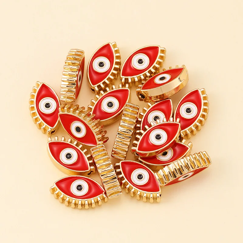 6pcs türkische böse Blick Perlen Boho Emaille Spacer Perlen Charme für Schmuck herstellung liefert DIY Designer Armband Anhänger Zubehör – Detail 7