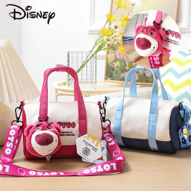 

Новинка Disney, мультяшный Стич, клубничный медведь, женская сумка, Холщовая Сумка, модная женская сумка-мессенджер с плюшевой куклой