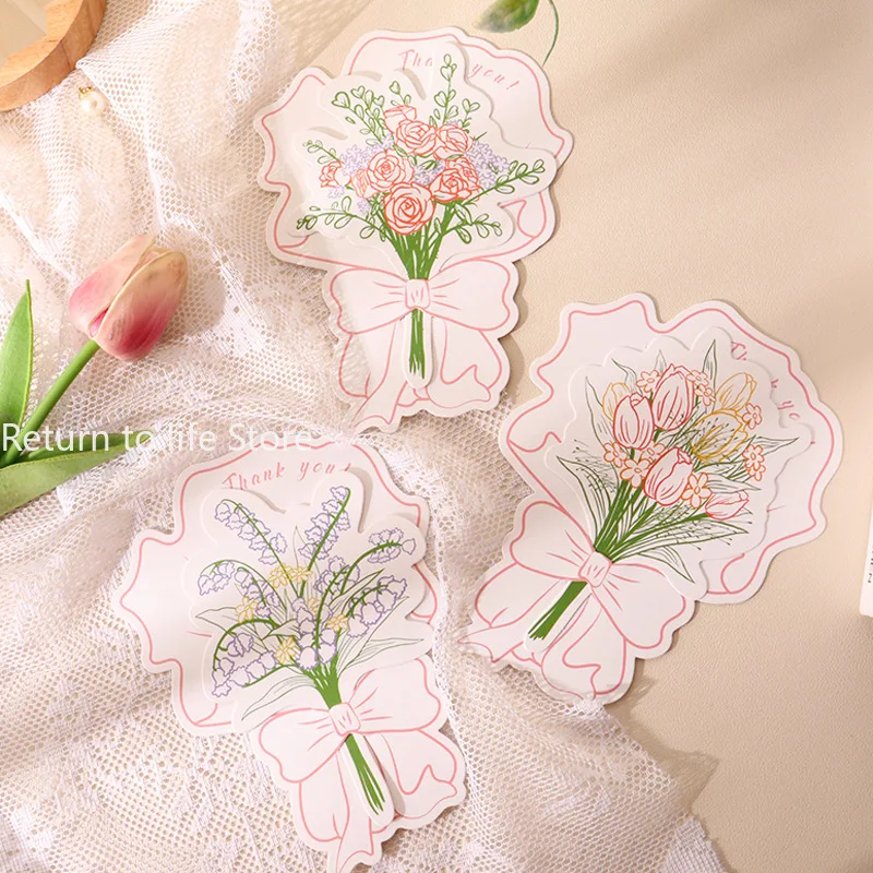 Flower Business Cards Rose Bouquet High-End Small Card Birthday Card Ins Wedding Accompaniment Gift Thank You Cards Postcard