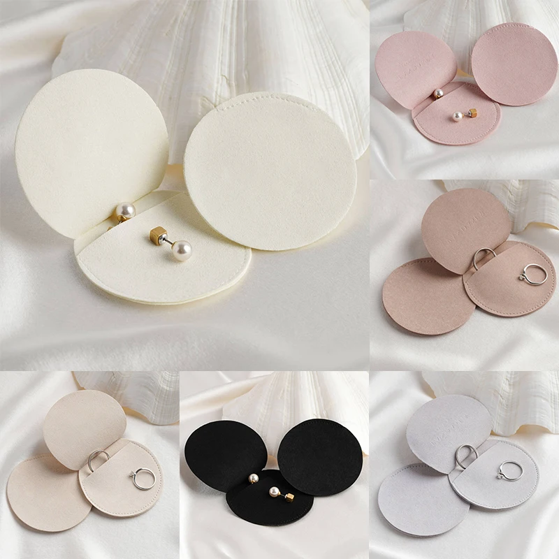 

5Pcs 7x7cm Ring Earrings Jewelry Bag Microfiber Velvet Flannel Cotton Round Pouch Wedding Birthday Xmas Gift Storage Box