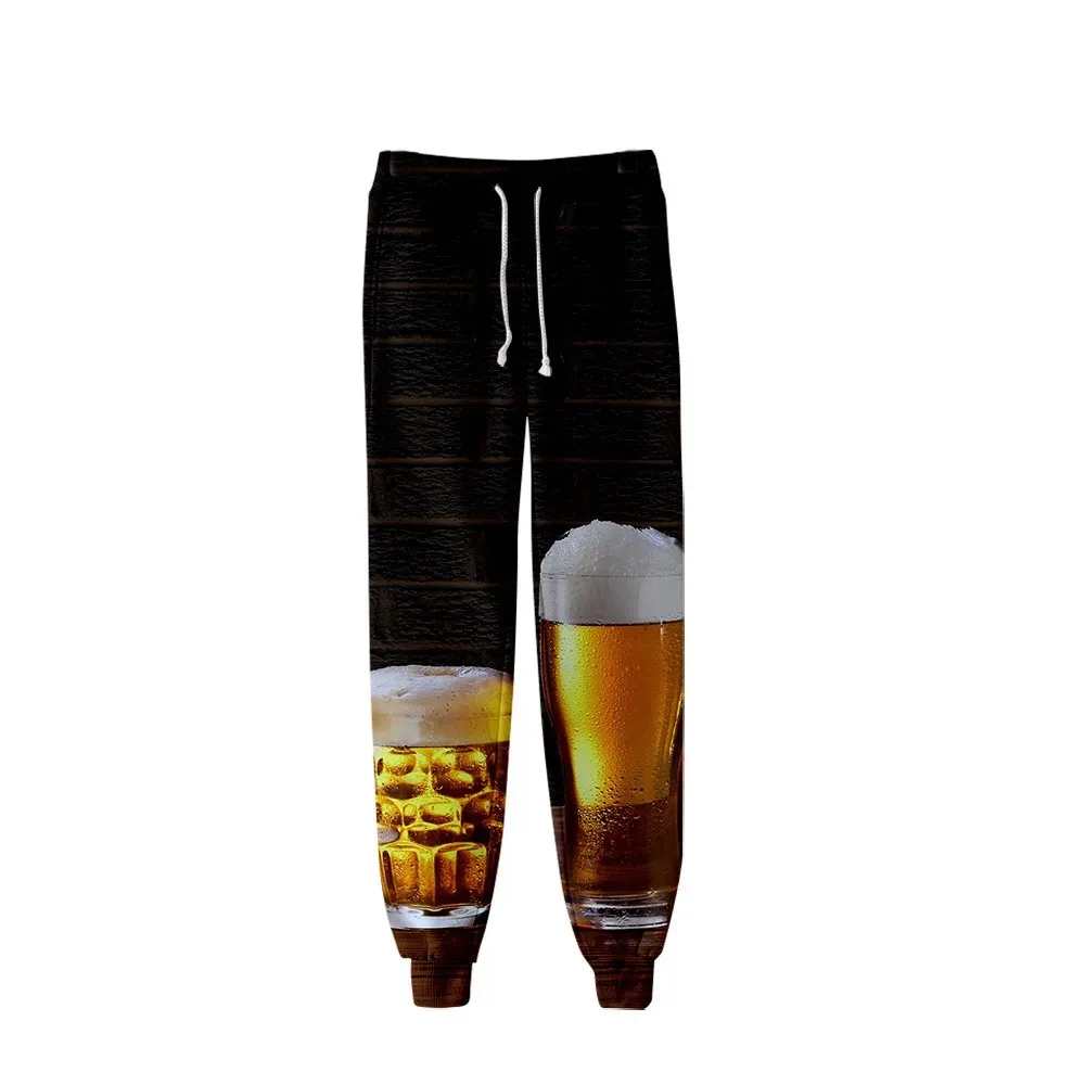 Beer 3D Printed Joggers Sweatpants Fashion Casual Jogging Pants Streetwear HIp Hop Slim Kpop Men/Women Warm Pants Trousers 2024