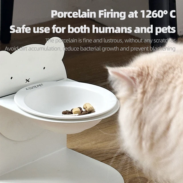 Detachable Ceramic Elevated Pet Bowl - Anti-Spill Large Capacity Tilt Design Pet Drinking and Eating Bowl & Water 5