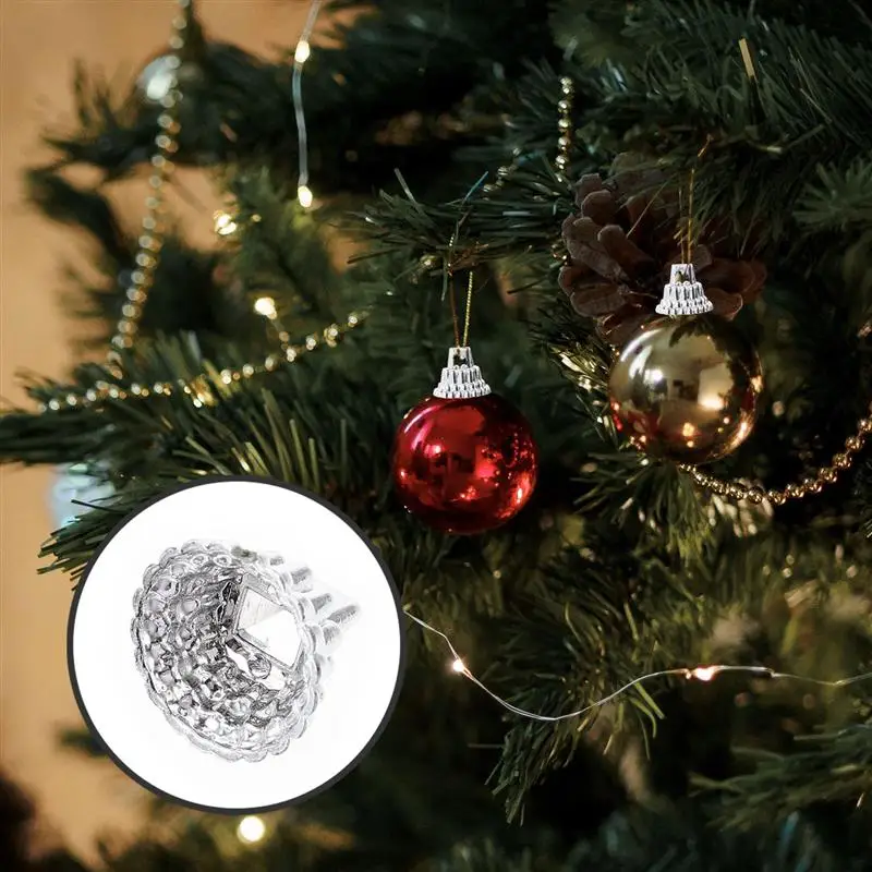 Christmas Decor Ornament Caps Pendant Ball Hooks Tops Cap Bead End Topper Baubles Hangers Accessories Balls Tree Top christmas decorations
