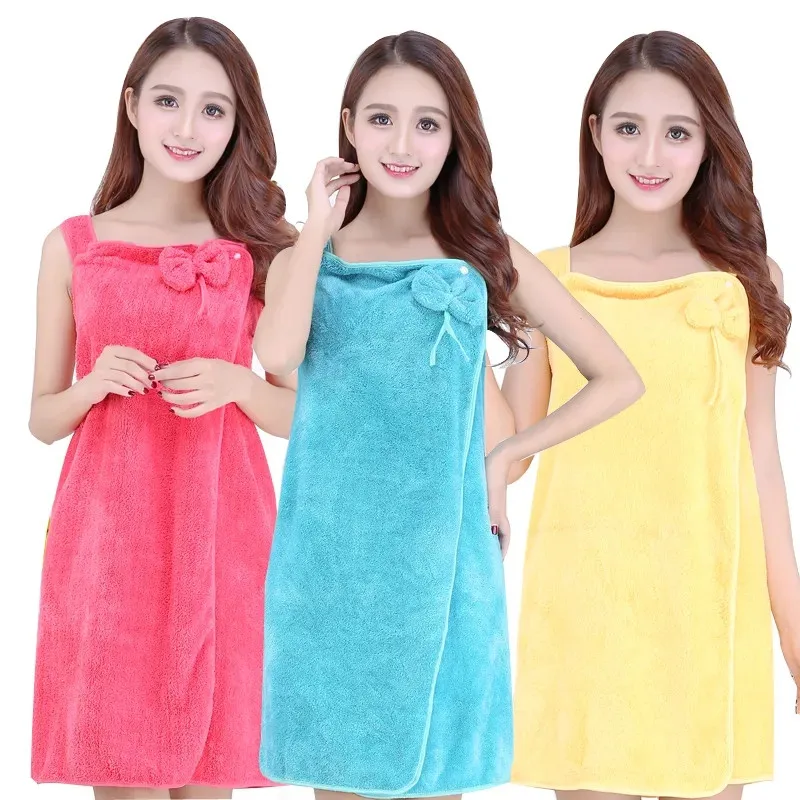 

Plus Size 40-100kg Wearable Bathrobes For Women Microfiber Soft Absorbent Bath Towel Household Bathroom Sauna Quick Dry Towels