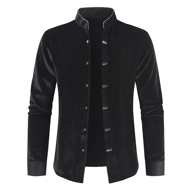 2024 New  Men\'s Long Sleeve Button Shirt  Top Korean Fashion Men\'s Street Dress Personality Luxury T-shirt