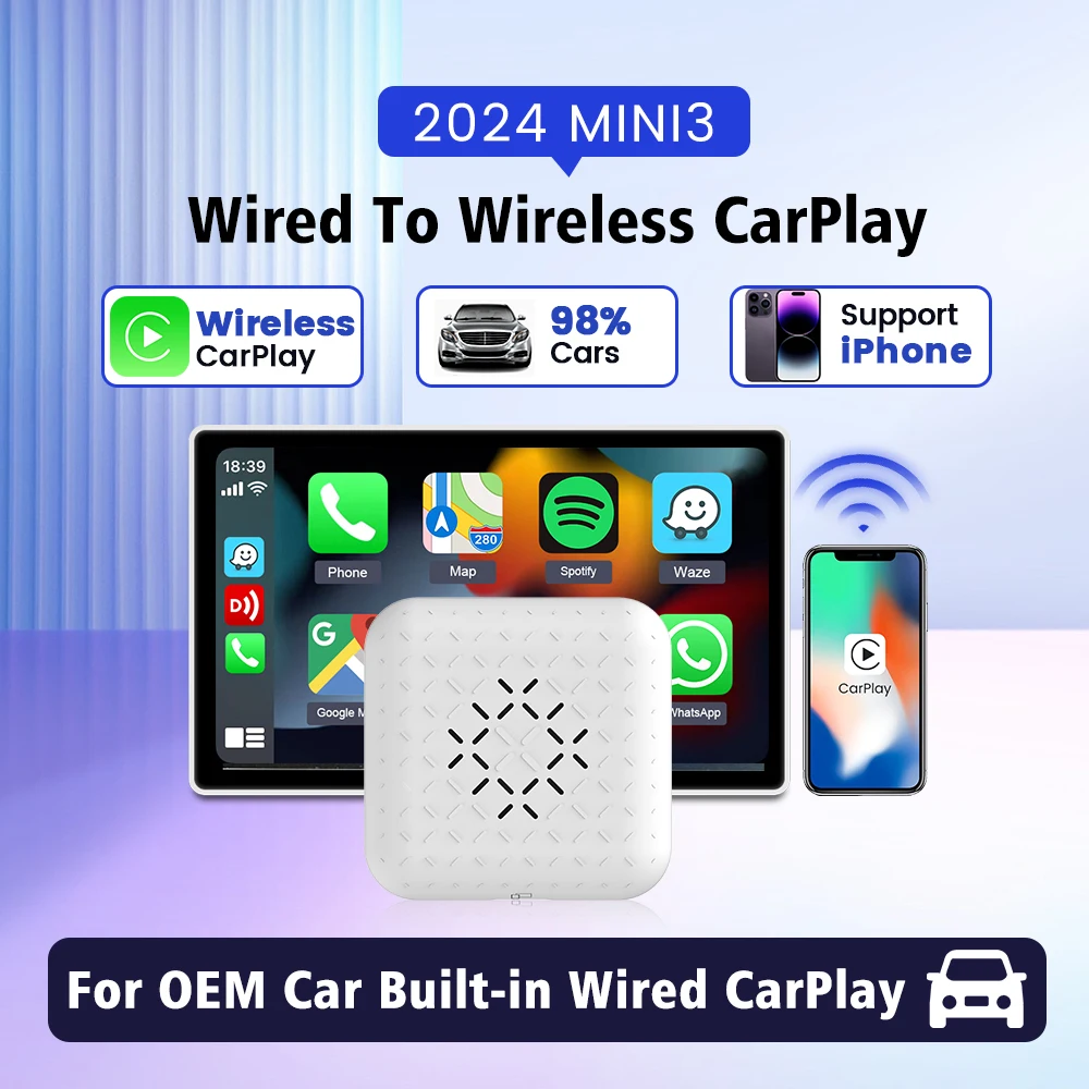 

NEW MINI3 Mini Carplay Wireless Dongle For Toyota Nissan Mazda Citroen Audi Ben Kia Ford Hyundai MG For iPhone Wireless CarPlay