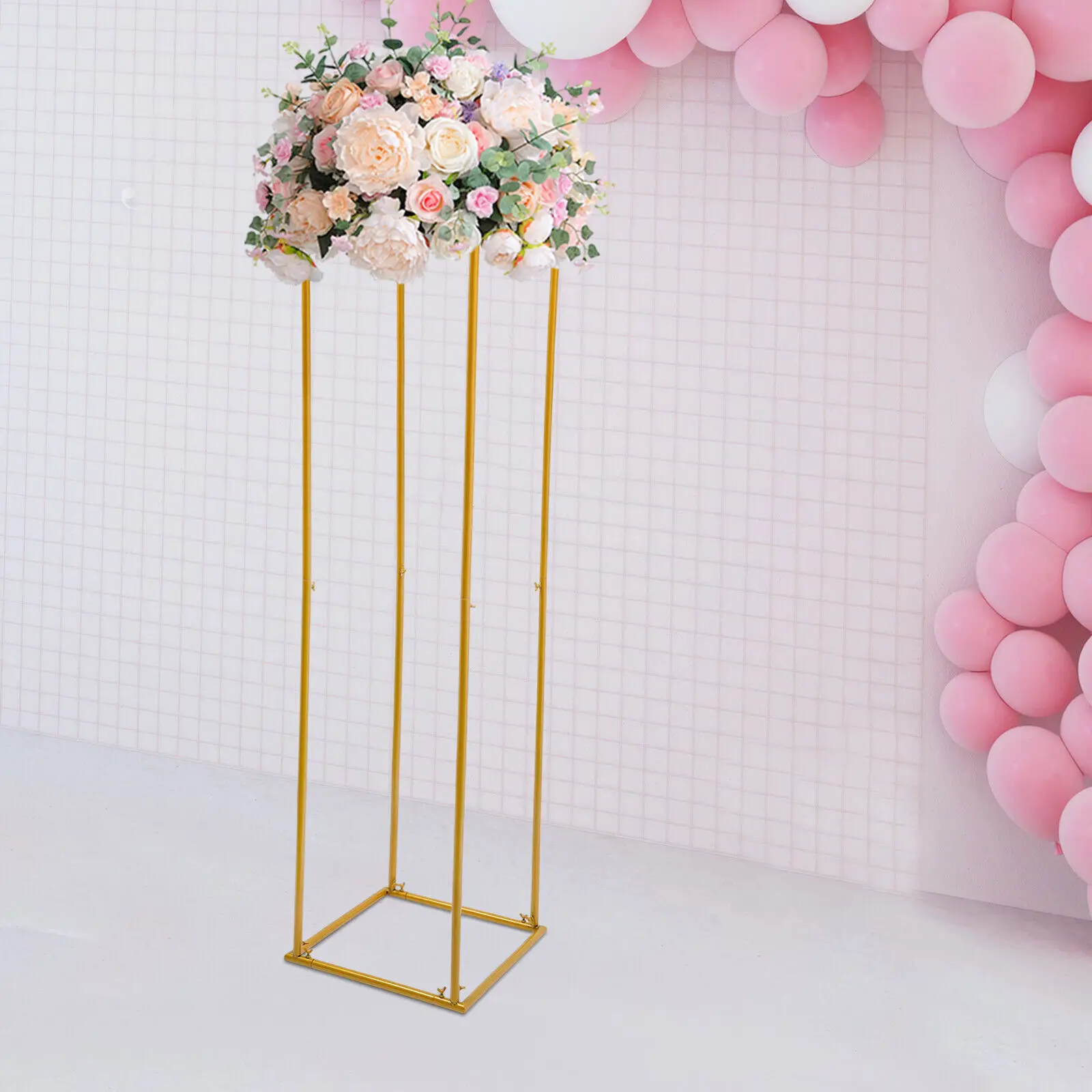 1.8M Gold Metal Flower Stand Plinth Pedestal Wedding Centerpieces Floral Display Flower Balloon Frame Party Events Decoration