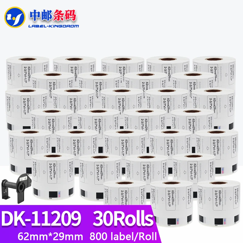 

30 Rolls Compatible DK-11209 Label 62mm*29mm Die Cut Work for Brother Printer White Paper DK11209 DK-1209