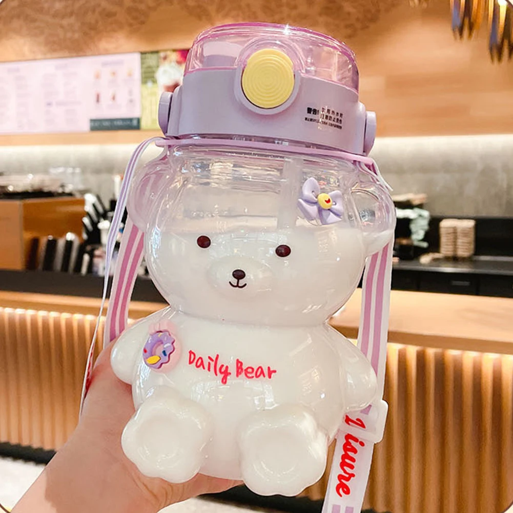 32OZ Bear Water Bottle For Girls Cute Cup With Straw Free Shipping