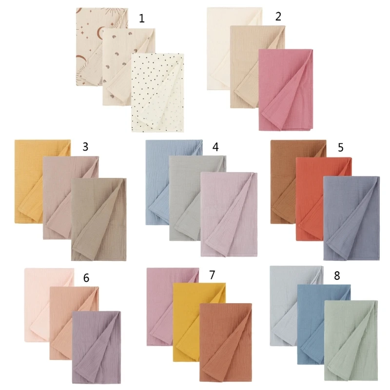 

3Pcs Infant Receiving Blankets Quilt Children Infant Cotton Muslin Blanket for Baby Swaddles Wraps Breathable Bath Towel