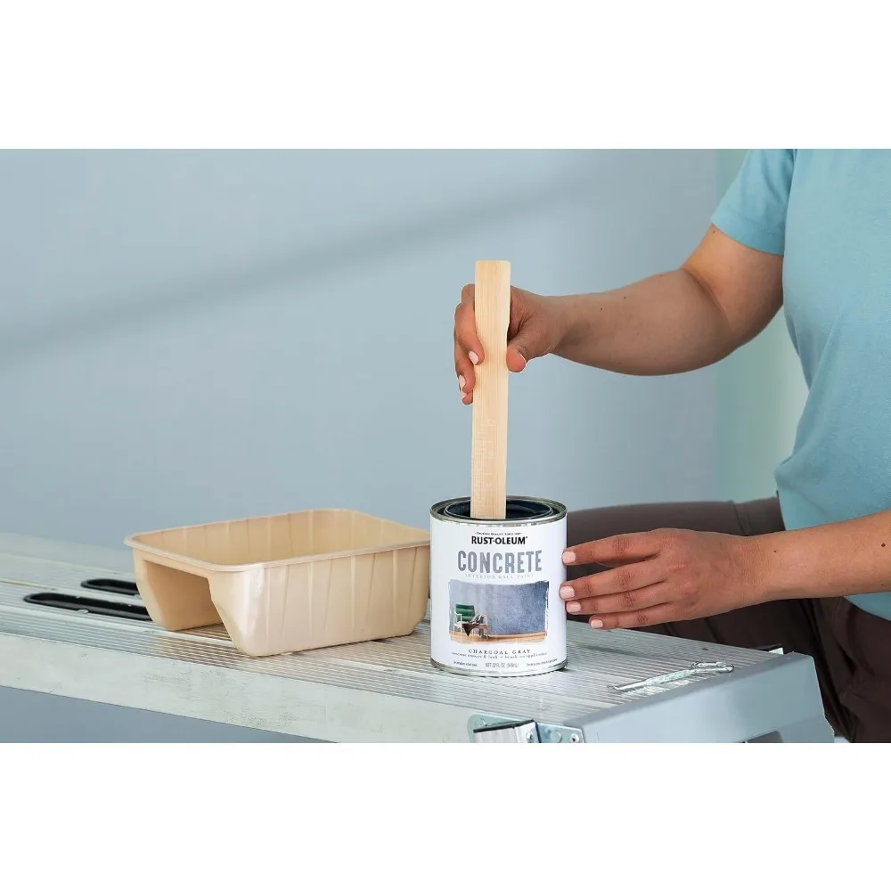 379906-2PK Concrete Interior Wall Paint, Quart, Charcoal, 32 Fl Oz (Pack of 2) 5