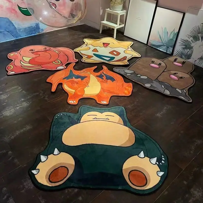 Pokemon Faux Cashmere Mat Bath Mat Pikachu Gengar Snorlax Non Slip Cartoon Cushion Absorbent Carpets Living Room Bathroom Carpet