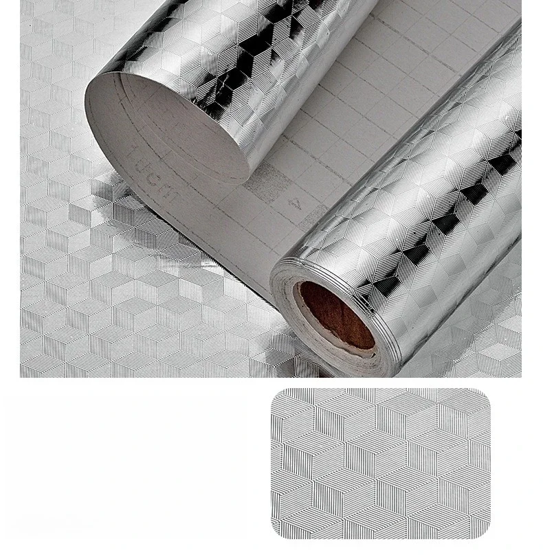Moderne Küchen-Ölbeständige Selbstklebende Aufkleber Antihaft-Hochtemperatur-Aluminiumfolie Gasherd-Schrank Kontakt-Tapete – Detail 7