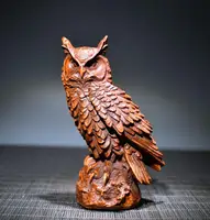 Archaize seiko Hand-carved boxwood owl desktop decoration crafts statue 1