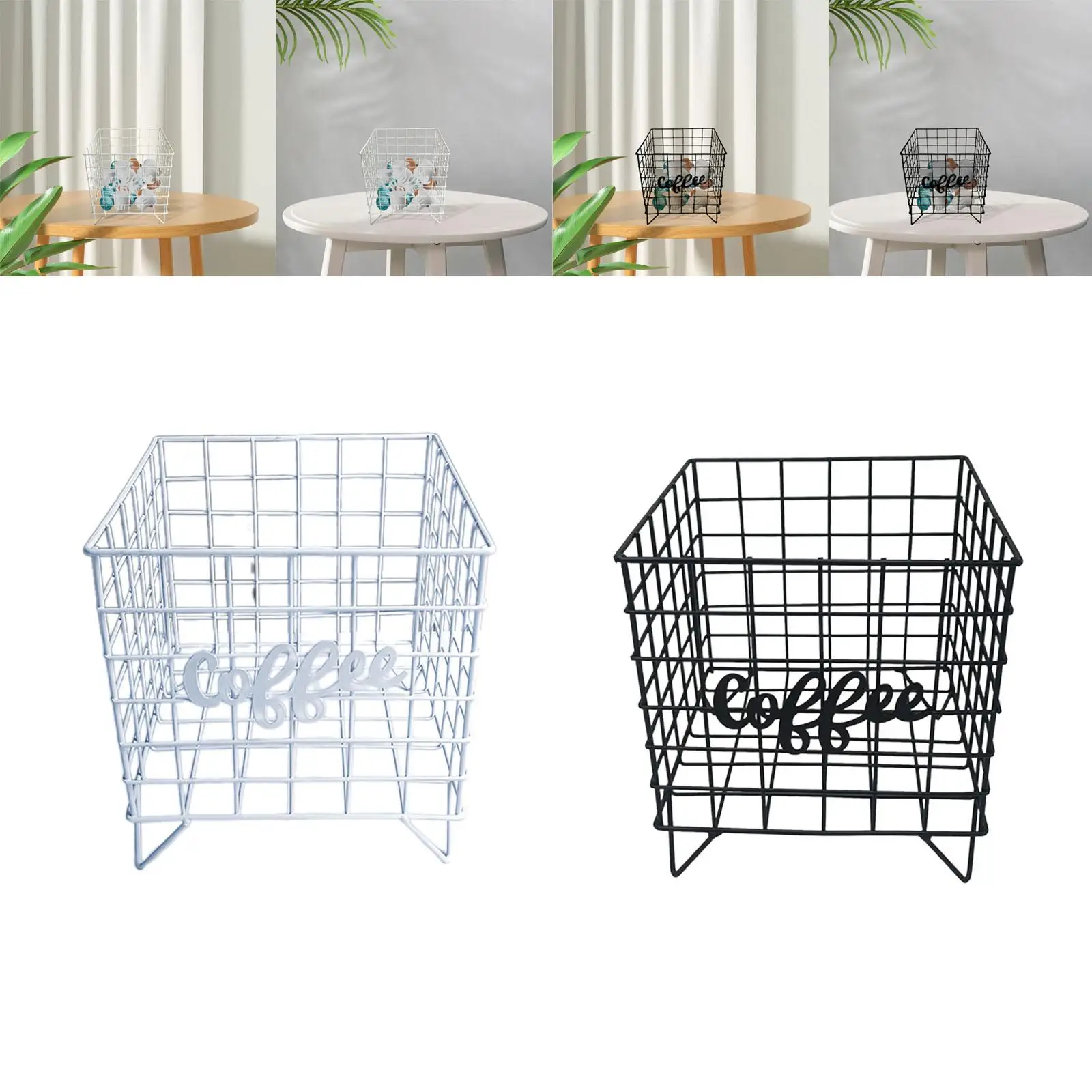 Coffee Pod Holder Coffee Capsule Cages Rectangular Wire Kitchen Counter Storage Baskets Coffee Pod Basket for Kitchen Bar Tea