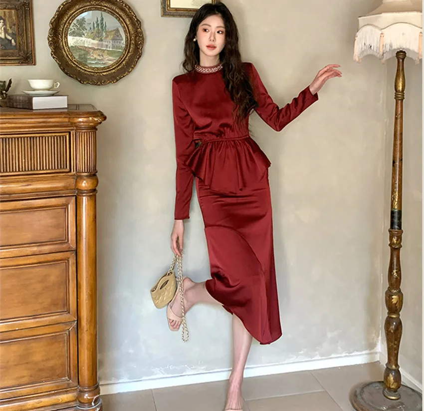 2025 New Fashion Spring Satin Two Piece Set For Women