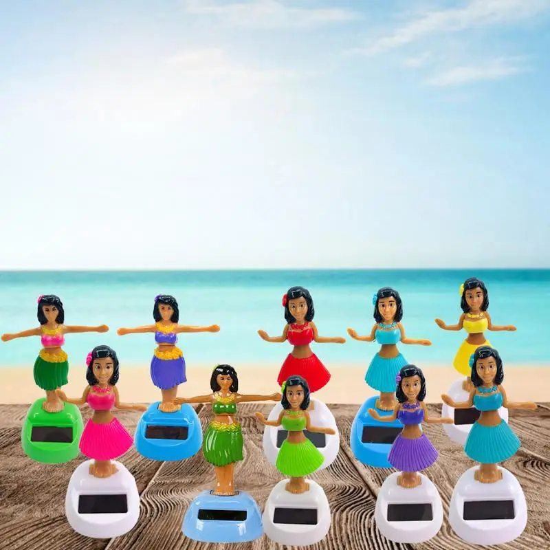 Solar Car Toy Car Decoration Dancing Doll Car Accessories Solar Power Toy Shaking Head Hawaii Swinging Animated Girl Ornament Car-styling