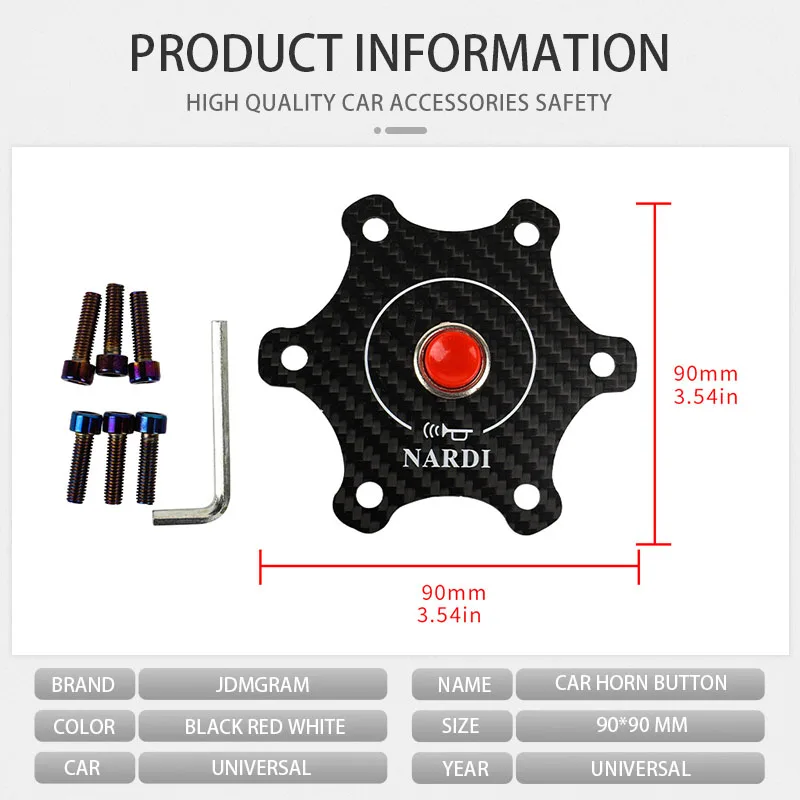 Carbon Fiber Car Steering Wheel Horn Button Cover Universal 9cm ND Racing Sport Speaker Switch Push Auto Interior Accessories