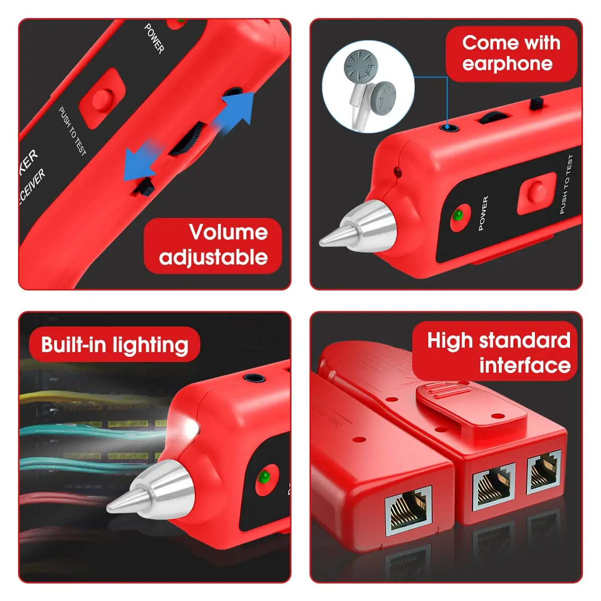 Network Cable Tester, RJ45 RJ11 Multi-Function Wire Tracer and Circuit Tester wi