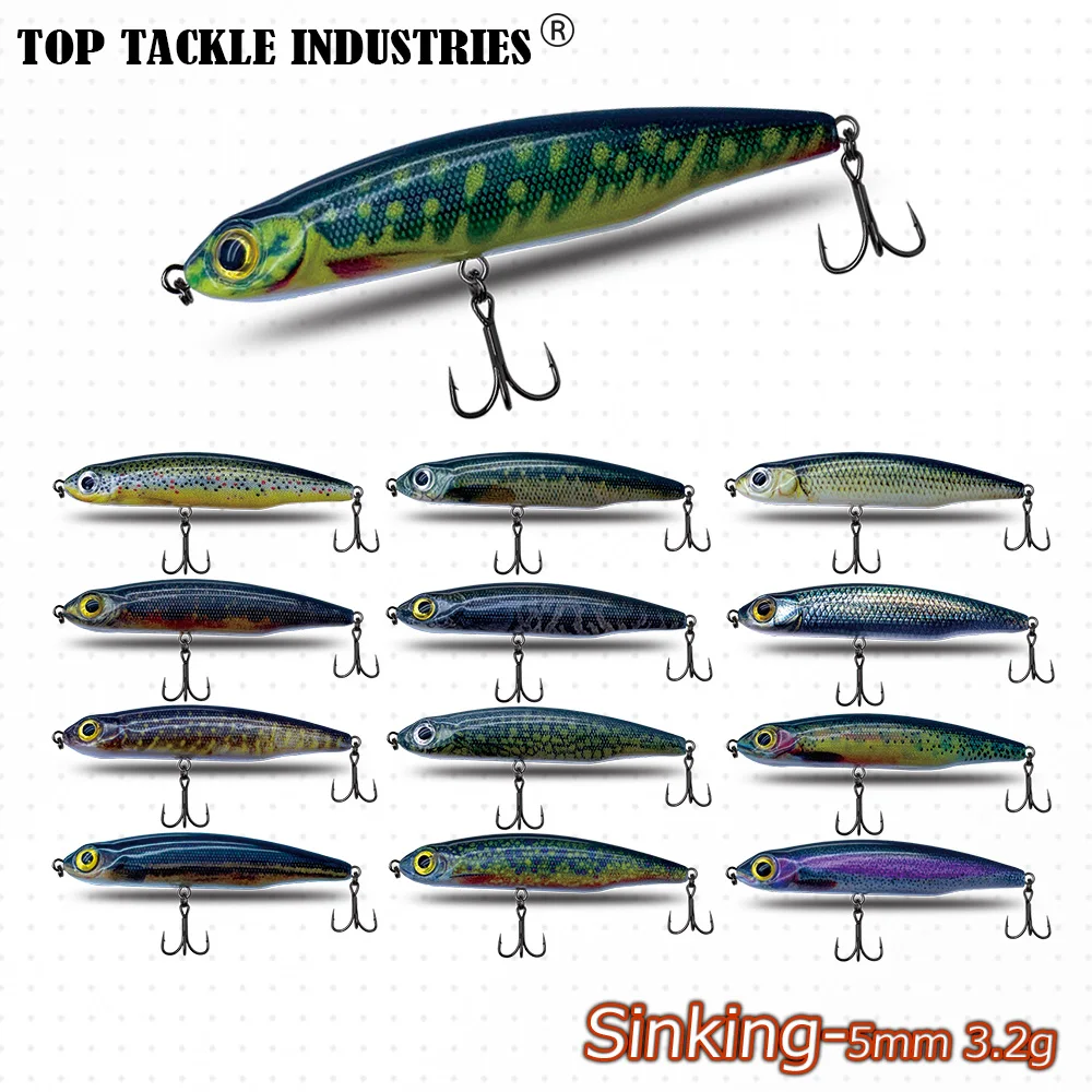 

Sinking Pencil Fishing Lure Wobblers 5cm 3.5g Mini Artificial Metal Hard Bait Jig 3D Eyes Combination