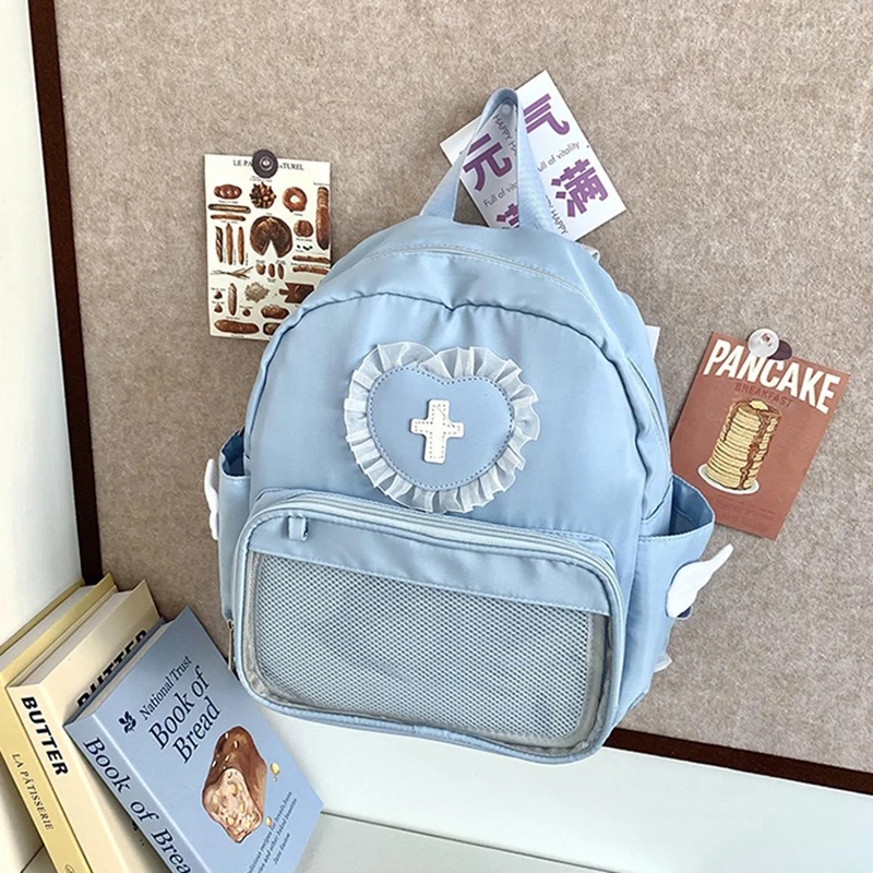 HAEX Lolita Women Backpack Kawaii Angel Wings Lace Patchwork Ita Bag Female Designer Casual Nylon Subculture Mochilas Para Mujer 6