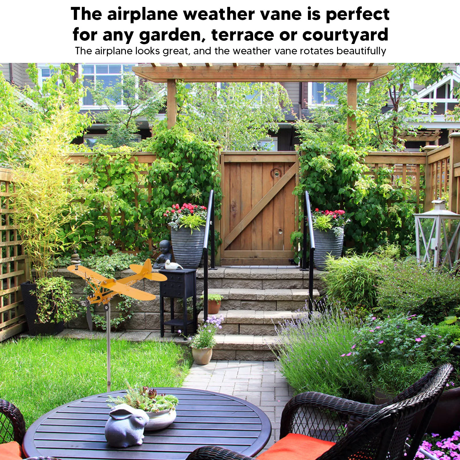 Piper J3 Cub Airplane 3D Metal Weathervane Outdoor Roof Wind Direction Indicator Garden Decor