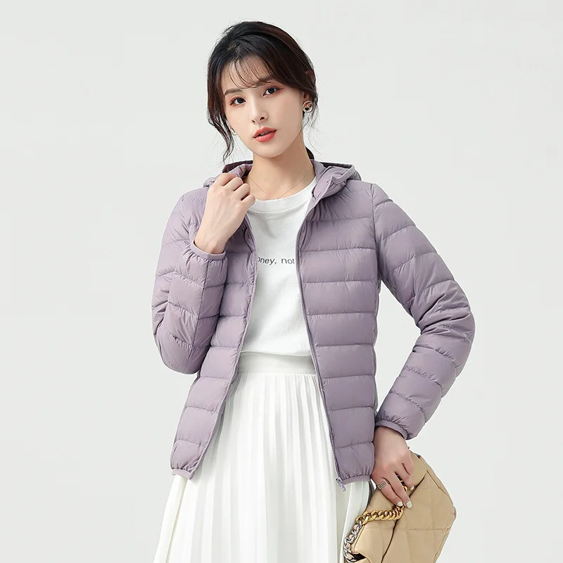 2023 New Women Down Jacket Winter Coat Female Lightweight Short-length Parkas Loose Warm Simple Outwear Hooded Slim Overcoat