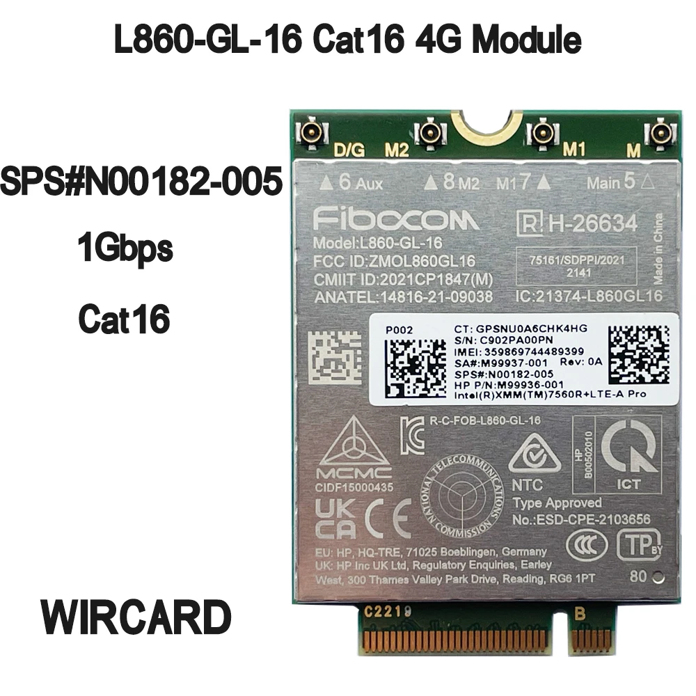Módulo L860-gl16 Lte Cat16 para Laptop hp L860-gl Xmm 7650r Mais Lte-a Pro N00182005 4g Modem Ngff M.2