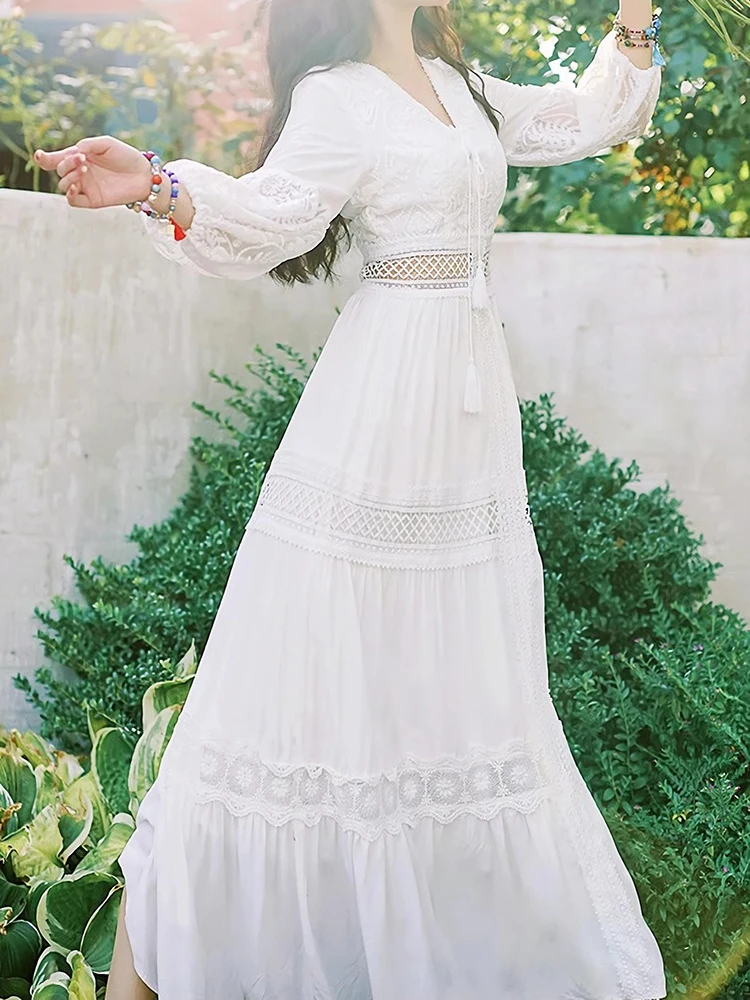 Vestidos largos con la parte superior de encaje y la parte inferior de chiffon Malva Vintage