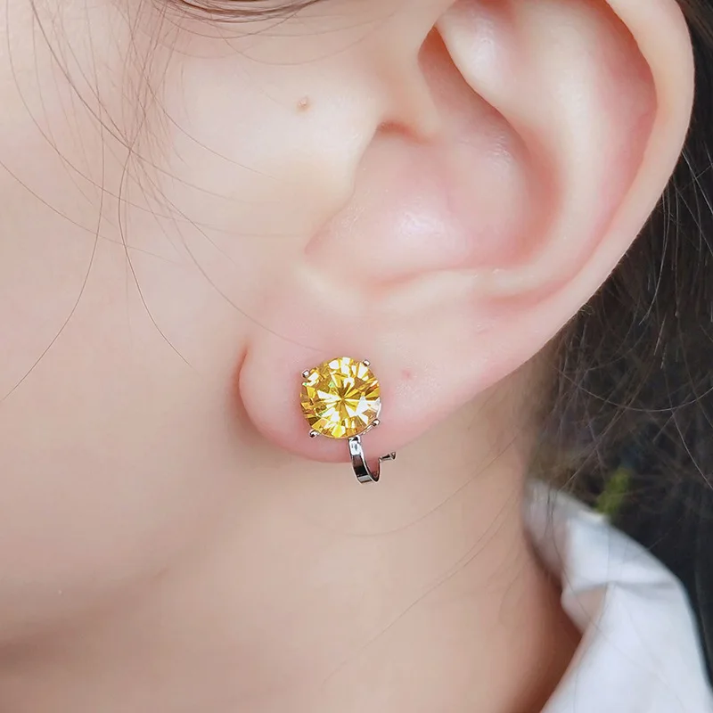 Ear Clip Earrings Clip Earrings Ear Clip Ear Accessories 7mm Cubic Zircon Ear Cuffs Earrings Round Crystal Fake Piercing Clip Earrings For Women Wedding Party Jewelry