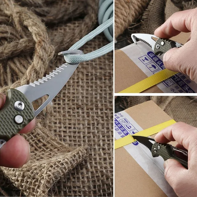 Portable Multifunctional Express Parcel Knife, Keychain, Serrated Hook, Carry-on Unpacking, Emergency Survival Tool Box Opener 5