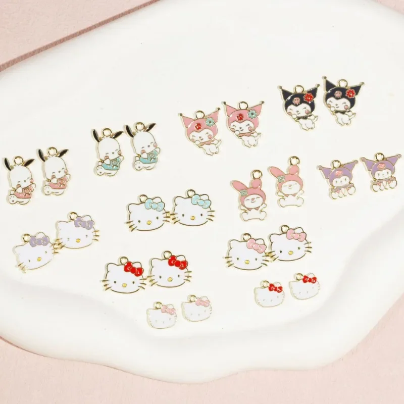 

2PCS Sanrio Anime Hello Kitty Pendant Cartoon Kawaii DIY Kuromi Necklace Bracelet Pendant Accessories Christmas Decoration Gifts