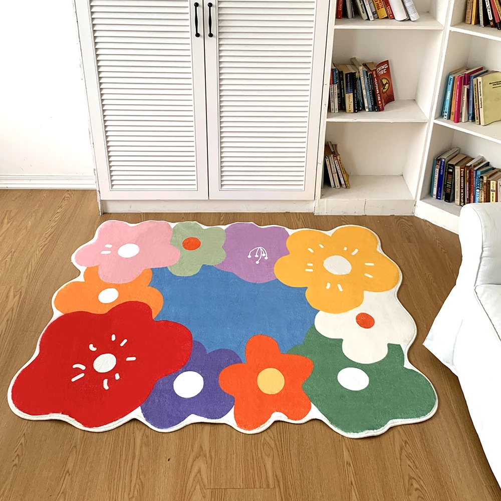 

Art Creative Flower Rug Large Area Living Room Carpet Comfortable Soft Bedroom Carpets Home Decoration Cute Rugs Balcony Tapis