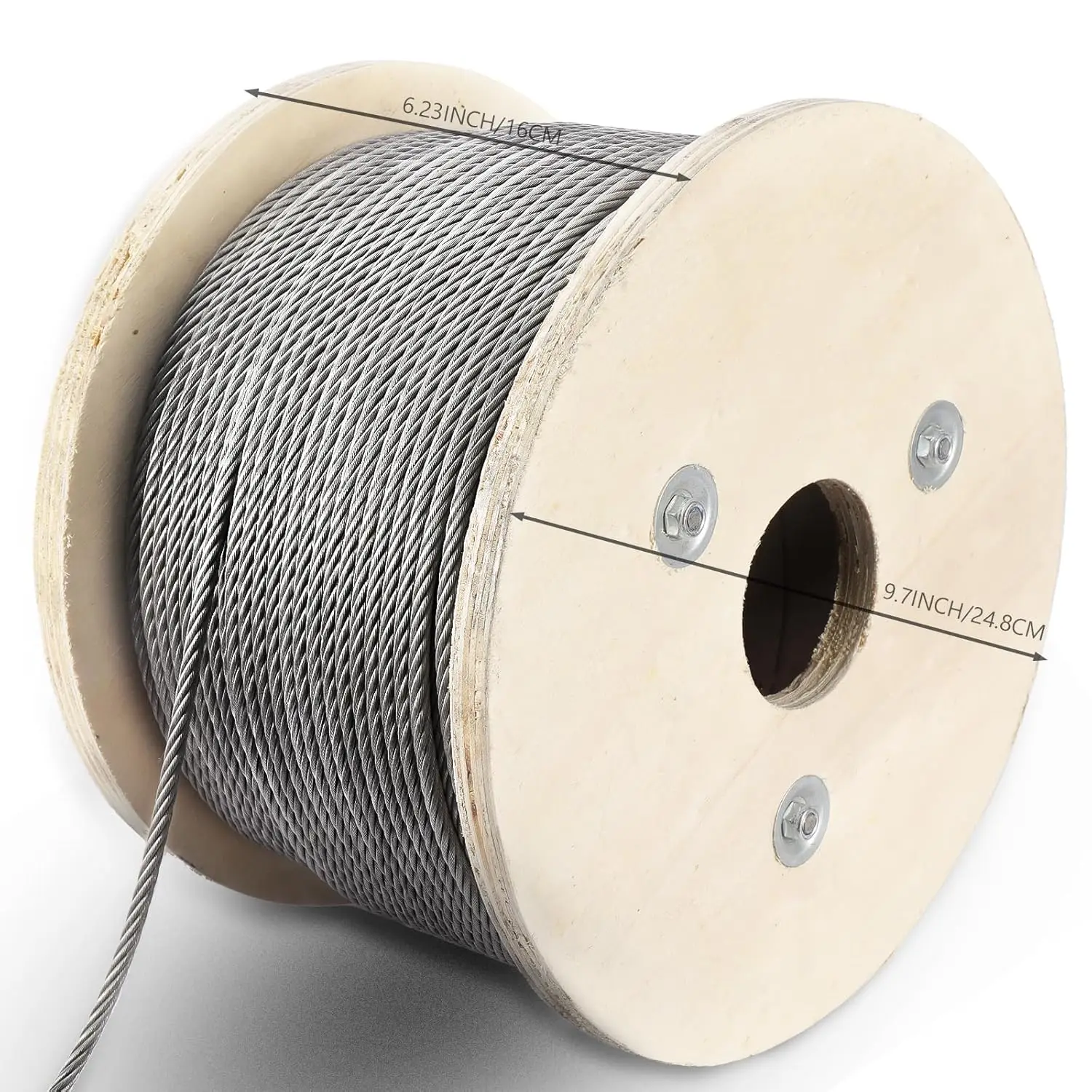 Steel Cable 3/16 Inch, 7 x 19 Strands Construction, 500FT Wire Rope Aircraft Cable for Pulling, Lifting, Deck Railing, DIY