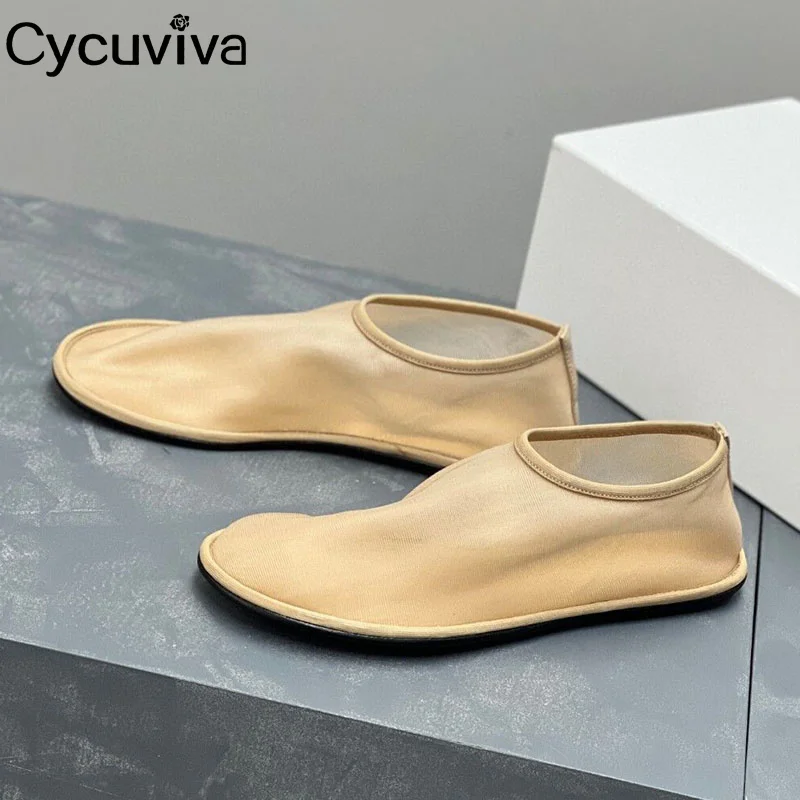 

Designer New Flat Shoes Women Slip On Round Toe Gauze Dance Shoes Autumn Casual Outdoor Vacation Shoes Women's Ballet Flat Shoes