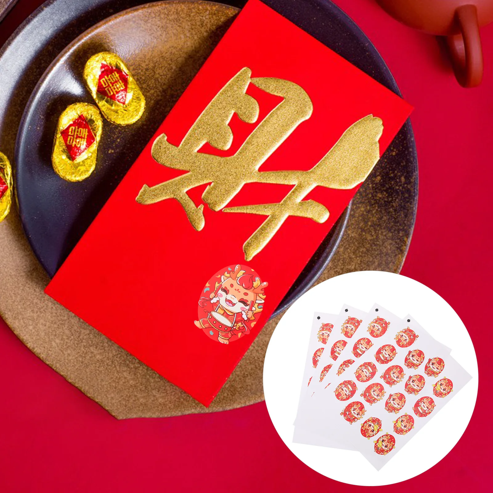

Round Thanks Label Year of The Dragon Spring Festival Decoration Stickers Chinese