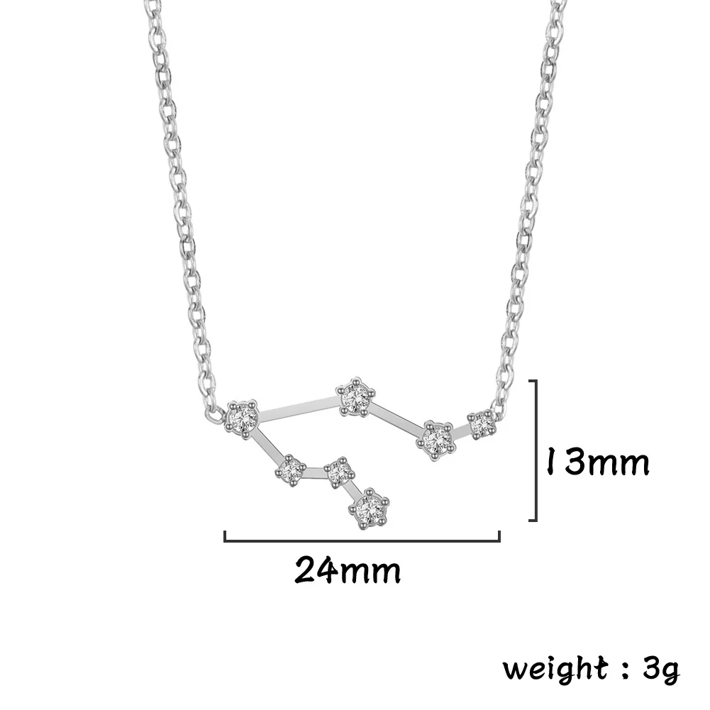 Edelstahl Stern Sternzeichen Halskette 12 Sternbild Anhänger Halskette Kristall Charm Kette Choker Halskette für Frauen Geschenk – Detail 16