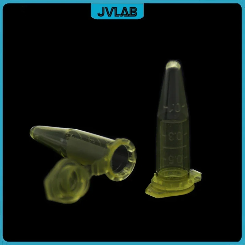 Microtubes Centrifuge Tube 0.5ml Laboratory Centrifugal PCR Tube Bottom Tip Yellow Color with Scale Locked Cover Pack of 1000/PK