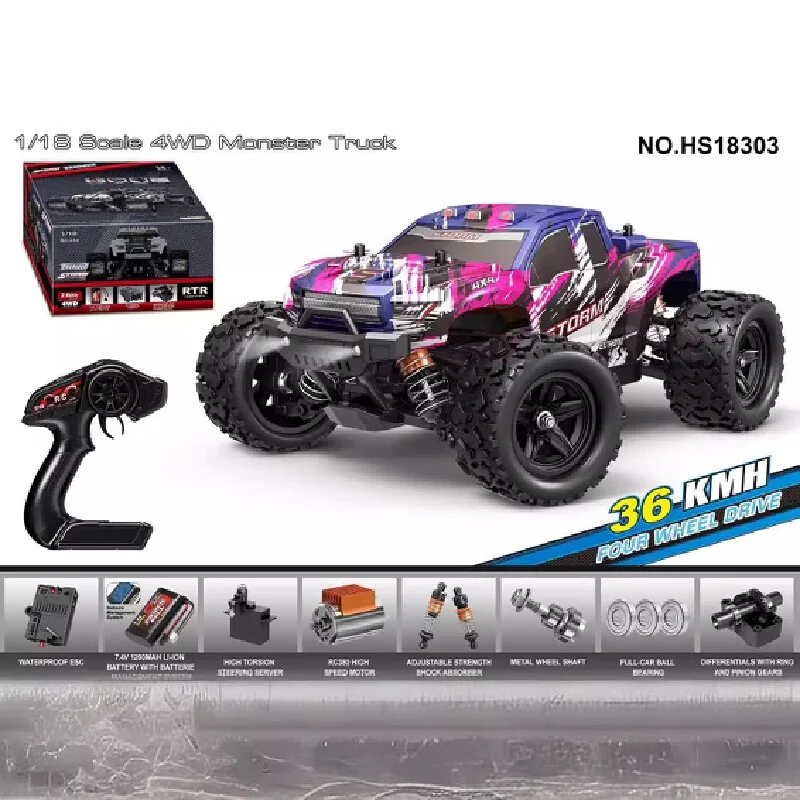 RC Cars HS series high-speed off-road Monster Truck 1:18 full proportion four-wheel drive 2.4G electric remote control car model 4
