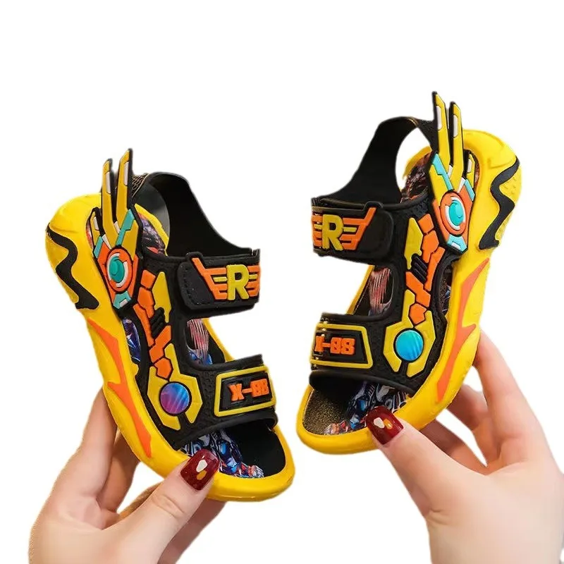Boys Sandals 1-12 Year Old Soft Sole Anti Slip Sandals Cartoon Outwear Small and Medium Sized Children Beach 2