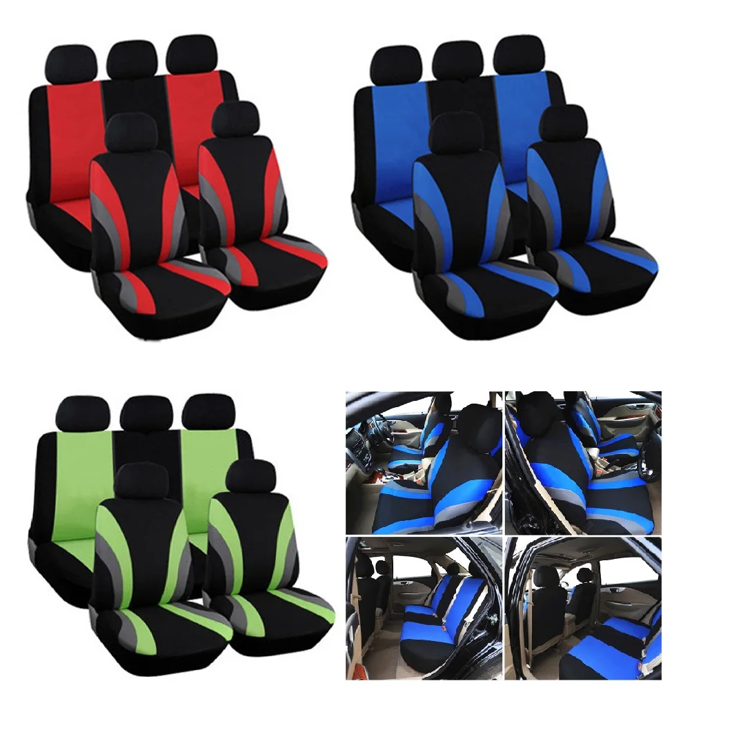 

Универсальный автомобильный 5-местный дышащий полиэстеровый защитный тканевый чехол для сиденья подходит для большинства автомобилей, грузовиков, внедорожников, микроавтобусов, седанов MT