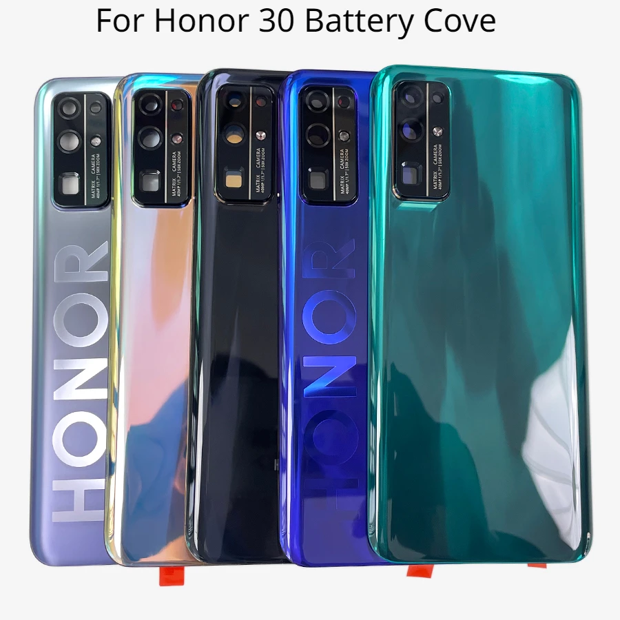 

Стекло для Honor 30 задняя крышка батарейного отсека, задняя крышка для телефона, задняя запасная деталь для ремонта с объективом камеры