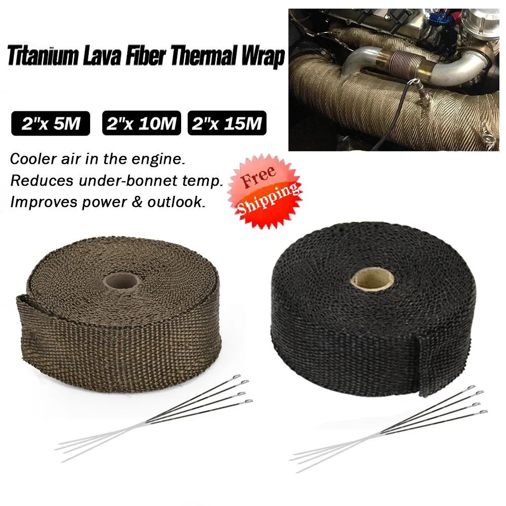 5M/10M/15M Motorrad Auspuff Thermische Band Header Wnu Wrap Collettore Isolerung Rolle Bestyndig Mit Edelstahl Krawatten