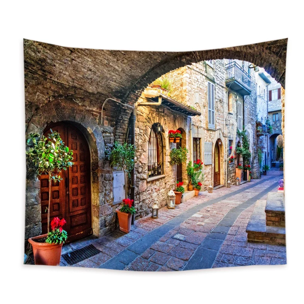 Tapestry Decorations Garden Posters for Outside Large Tapestry Street Alley Landscape Bohemian Wall Hanging Home Room Decor Aesthetic Beach Blanket