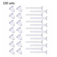 For Creative 100 Set Clear Earrings Plastic Post Earrings Silicone Earring Backs Ear Studs Piercing Retainers for Women 1