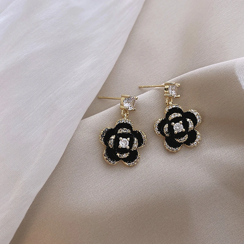 Cc Chanel Logo Earrings Luxury  Camellia Design Stud Earrings - Pearl Earrings  Women - Aliexpress