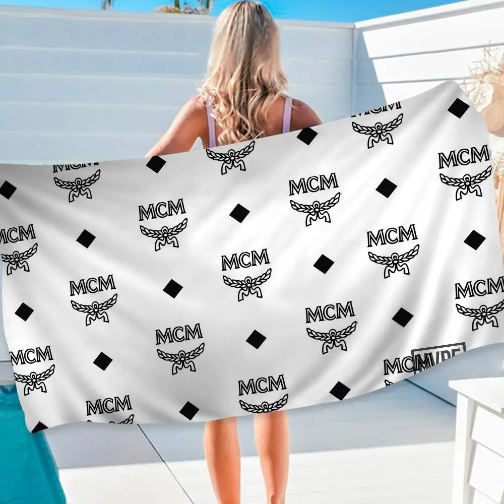 Fashion M-MCM Logo Microfiber Blanket Quick Drying Beach Towels Oversized Printing Super Absorbent Pool Towel Blanket