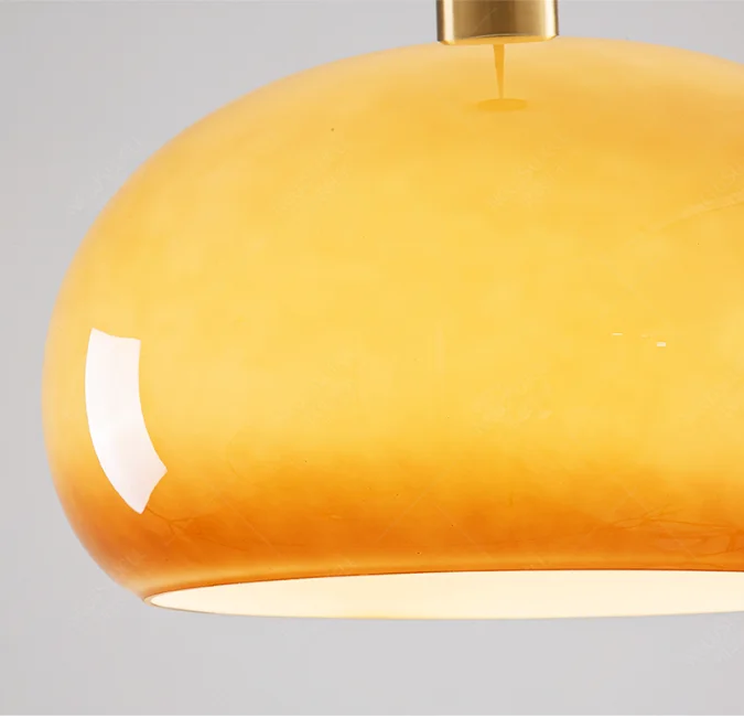 Nordic Vintage Yellow Glass Pendant Light Creative Lighting for Study